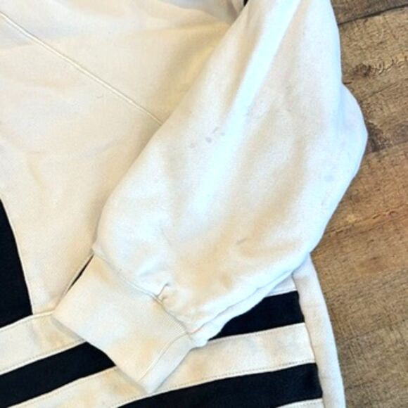 Adidas Black White Big Logo Hoodie Sweatshirt Trefoil Large Cotton - Picture 7 of 11